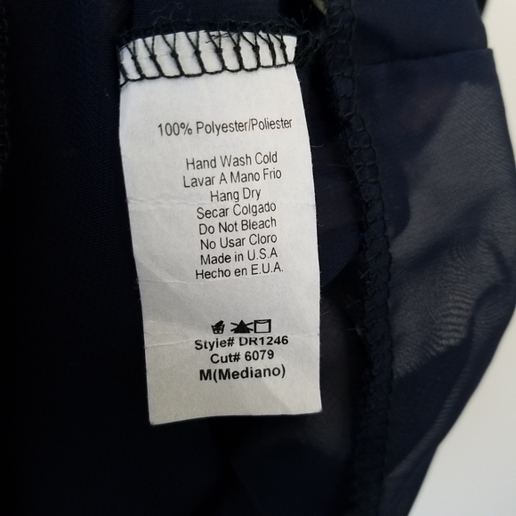 Mod Ref Sleeveless Tassel Trim Navy Floral Dress, M - Picture 7 of 9